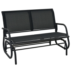 SLICKBLUE Swing Glider Chair 48 Inch Loveseat Rocker Lounge Backyard-Black