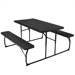 SLICKBLUE Portable Folding Picnic Table Bench Set With Wood-Style Texture for Backyard Or Patio
