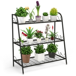 SLICKBLUE 3-Tier Metal Plant Stand Shelf Display Rack for Plants Shoes Flower Pot