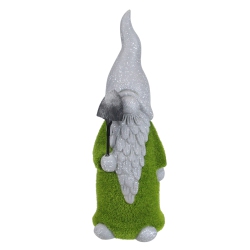 NORTHLIGHT 14" Faux Moss Covered Gnome With Shovel Outdoor Garden Statue
