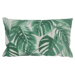 NORTHLIGHT 19" And White Tropical Leaves Printed Rectangular Throw Pillow In Green
