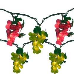 NORTHLIGHT 5-Count And Green Grape Cluster String Light Set, 8Ft Brown Wire In Red