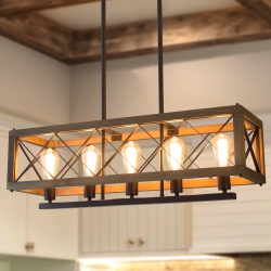 LNC Farmhouse 5-Light Rectangle Chandelier
