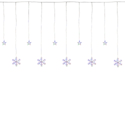 NORTHLIGHT 250 Multi-Color Led Star And Snowflake Window Curtain Christmas Lights - 16Ft Clear Wire