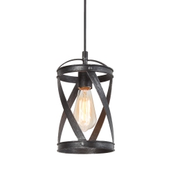 LNC Industrial 1-Light Single Cylinder Pendant With Brushed Finish In Silver