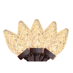 NORTHLIGHT 100 Warm Led Faceted C7 Christmas Lights - 66 Ft Brown Wire In White