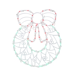 NORTHLIGHT 16" And Green Led Lighted Wreath Christmas Window Silhouette Decoration In Red