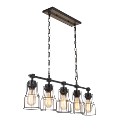 LNC Modern Industrial 5-Light Metal Chandelier Linear Island Lights