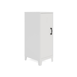 HIRSH INDUSTRIES LLC Space Solutions 42.5"h 3 Shelf Metal Storage Locker Cabinet 3" Legs Pearl In White
