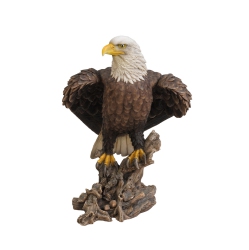 HI-LINE GIFT LTD Bald Eagle On Stump With Wings Out Garden Statue