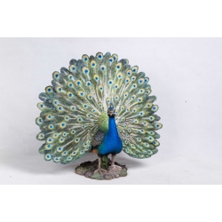 HI-LINE GIFT LTD Peacock With Feathers Out Garden Statue