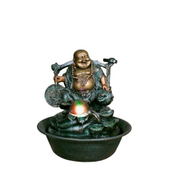 HI-LINE GIFT LTD Fountain-Lucky Buddha With Spinning Ball/rgb Led