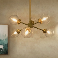 LNC Modern 6-Light Sputnik Semi-Flush Mount In Gold