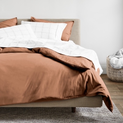 BARE HOME 100% Organic Cotton Duvet Cover Set - Smooth Sateen Weave - Warm & Luxurious - Eco-Friendly (Dusty Rose, Full/queen)