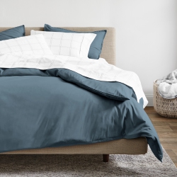 BARE HOME 100% Organic Cotton Duvet Cover Set - Smooth Sateen Weave - Warm & Luxurious - Eco-Friendly (Bering Sea, Full/queen)