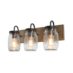 LNC Rustic Country 3-Light Industrial Mason Jar Bathroom Vanity Light