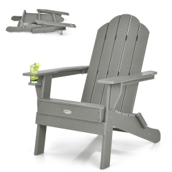 TOPBUY Patiojoy Folding Adirondack Chair Outdoor Adirondack Chair Weather Resistant Lounger Fire Pit Chair for Backyard Porch Poolside