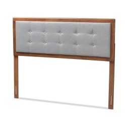 BAXTON STUDIO Sarine Mid-Century Wood Tufted King Headboard In Light In Gray