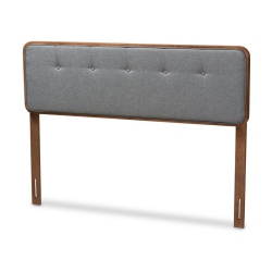 BAXTON STUDIO Palina Mid-Century Wood Tufted Queen Headboard In Dark In Gray