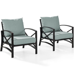 CROSLEY FURNITURE Kaplan Metal Patio Arm Chair In Oil Bronze And Mist (Set Of 2)
