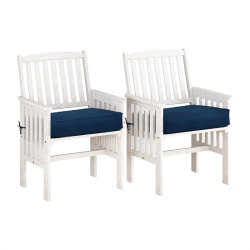 CORLIVING CANADA Corliving Miramar Washed Wood Outdoor Chair And Coffee Table 4PC Set In White