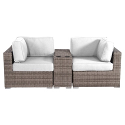 LIVING SOURCE International 3-Piece Wicker And Patio Set - Gray/canvas