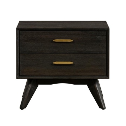 ARMEN LIVING Baly Acacia Mid-Century 2 Drawer Night Stand