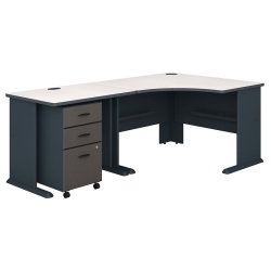 BBF Series A 48W Corner Desk With 36W Return & Mobile File In -Engineered Wood In White
