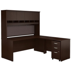 SCRANTON & CO 72" L Shaped Desk With Hutch In Mocha Cherry