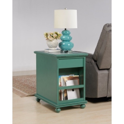 MARTIN SVENSSON HOME Elegant Chairside Table With Power Antique Teal In Green