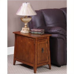 BOWERY HILL Mission Wood Cabinet End Table In Russet In Brown