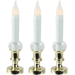 NORTHLIGHT Set Of 3 Led C5 Flickering Window Christmas Candle Lamps With Timer 8.5" In White