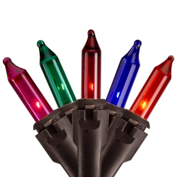 NORTHLIGHT 100Ct Multi-Color Mini Christmas Lights - 35Ft Wire In Brown