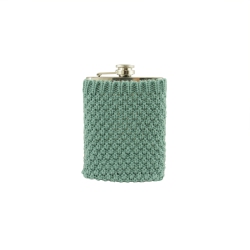 WILD EYE Stainless Steel Drinking Flask With Cozy Robin's Egg Knit Sweater - 7 OZ In Blue