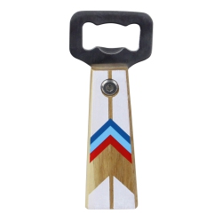 WILD EYE 6" Arrowhead Bottle Opener With Light Acacia Wood Handle In Silver