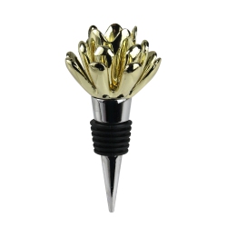 WILD EYE 4" Handcrafted Flower Stainless Steel Wine Bottle Stopper And Candle Holder In Gold