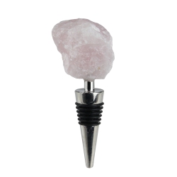 WILD EYE 4.5" Soft Natural Rose Quartz Gem Zinc Alloy Wine Bottle Stopper In Pink