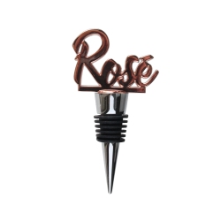 WILD EYE 4" Handcrafted Rose Rosé Stainless Steel Wine Bottle Stopper In Gold
