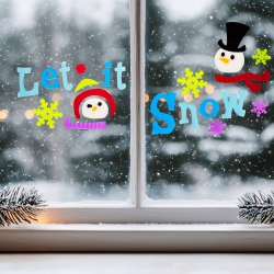 NORTHLIGHT 21-Piece Let It Snow Santa And Snowman Gel Christmas Window Clings