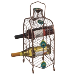 CC HOME FURNISHINGS 16" Contemporary Peacock Eye Inspired Wine Rack - 5 Bottle Storage