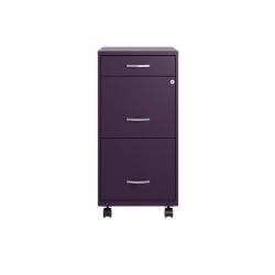 HIRSH INDUSTRIES LLC Space Solutions 18"d 3 Drawer Mobile Metal File Cabinet Midnight In Purple