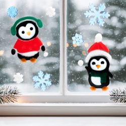 NORTHLIGHT 8-Piece Penguin And Snowflake Gel Christmas Window Clings, 7.75