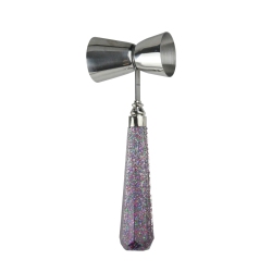WILD EYE 8" Diamond Cut Design Multi-Color Glitter And Stainless Steel Bar Jigger In Silver