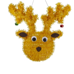 NORTHLIGHT 13" Tinsel Reindeer With Mini Jingle Bells Hanging Christmas Decoration