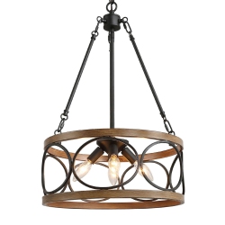 LNC Modern 4-Light Wood Drum Chandelier