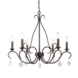 LNC Modern 6-Light Rusted French Country Chandelier With Crystals