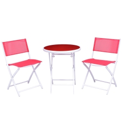 SLICKBLUE 3 Pieces Patio Folding Bistro Set for Balcony Or Outdoor Space-Red