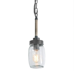 LNC Industrial 1-Light Single Mason Jar Pendant With Wood Stick