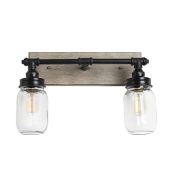 LNC Industrial 2-Light Mason Jar Minimal Farmhouse Bathroom Vanity Light