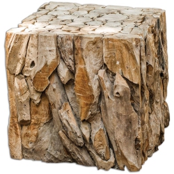 BOWERY HILL Contemporary Teak Root Bunching Cube In Teak Wood